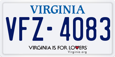 VA license plate VFZ4083