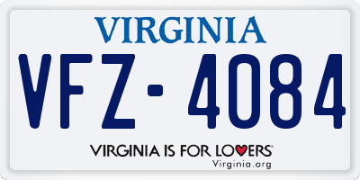 VA license plate VFZ4084