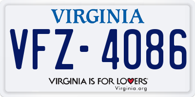 VA license plate VFZ4086