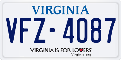 VA license plate VFZ4087