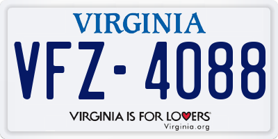 VA license plate VFZ4088