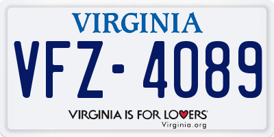 VA license plate VFZ4089
