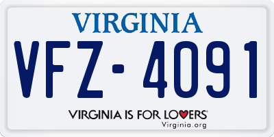 VA license plate VFZ4091