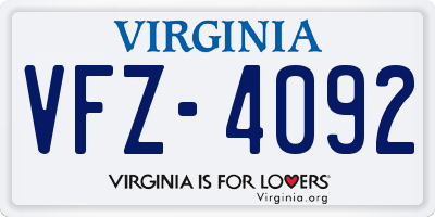 VA license plate VFZ4092