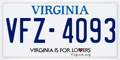 VA license plate VFZ4093