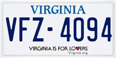 VA license plate VFZ4094
