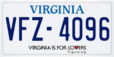 VA license plate VFZ4096