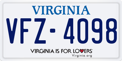 VA license plate VFZ4098