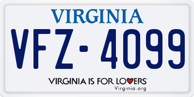 VA license plate VFZ4099