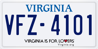 VA license plate VFZ4101