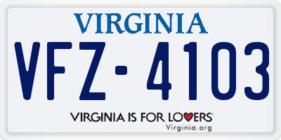 VA license plate VFZ4103