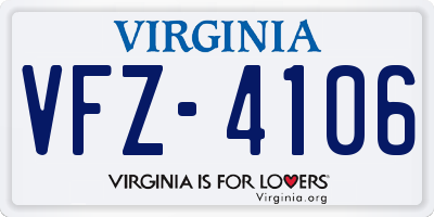 VA license plate VFZ4106