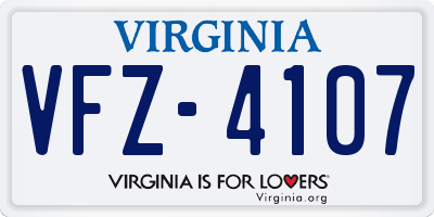 VA license plate VFZ4107