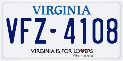 VA license plate VFZ4108
