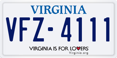 VA license plate VFZ4111