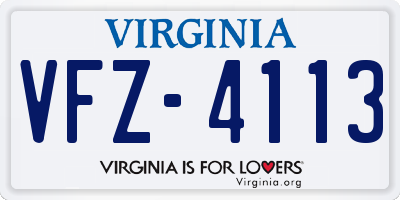 VA license plate VFZ4113