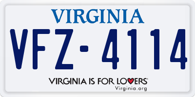 VA license plate VFZ4114