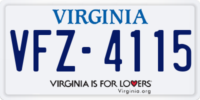 VA license plate VFZ4115
