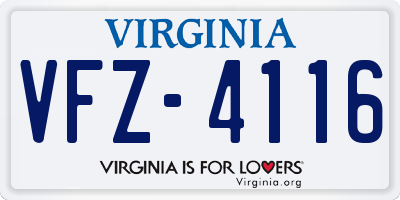 VA license plate VFZ4116