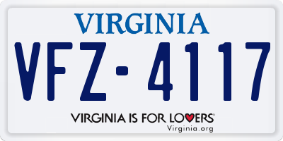 VA license plate VFZ4117