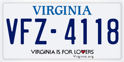 VA license plate VFZ4118