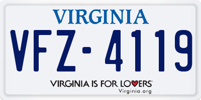 VA license plate VFZ4119