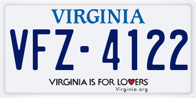 VA license plate VFZ4122