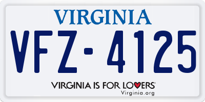 VA license plate VFZ4125