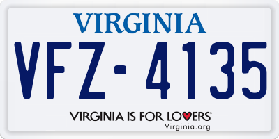 VA license plate VFZ4135