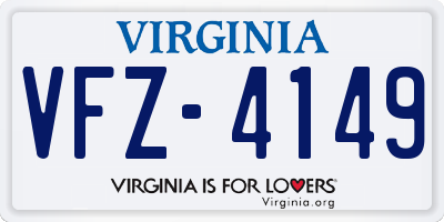 VA license plate VFZ4149