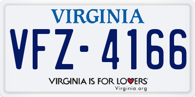 VA license plate VFZ4166