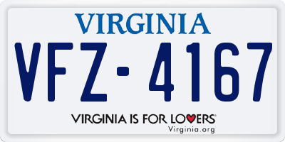 VA license plate VFZ4167
