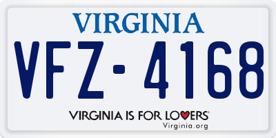 VA license plate VFZ4168