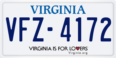 VA license plate VFZ4172