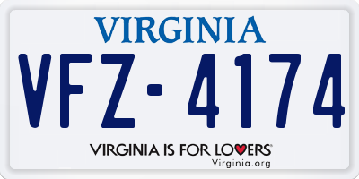 VA license plate VFZ4174