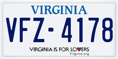 VA license plate VFZ4178