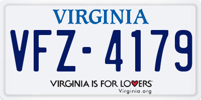 VA license plate VFZ4179