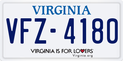 VA license plate VFZ4180