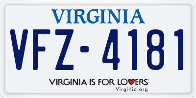 VA license plate VFZ4181