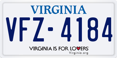VA license plate VFZ4184
