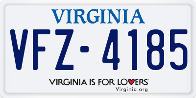 VA license plate VFZ4185