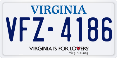 VA license plate VFZ4186