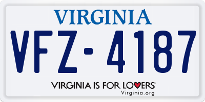 VA license plate VFZ4187