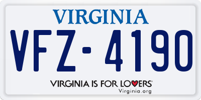 VA license plate VFZ4190