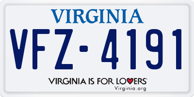 VA license plate VFZ4191