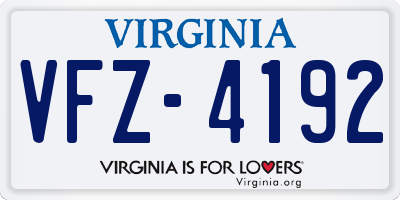 VA license plate VFZ4192