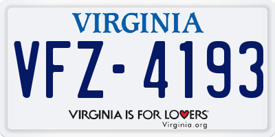 VA license plate VFZ4193
