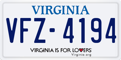 VA license plate VFZ4194