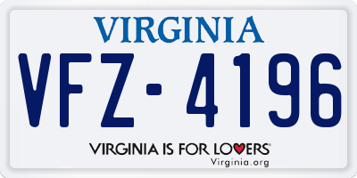 VA license plate VFZ4196