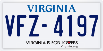 VA license plate VFZ4197